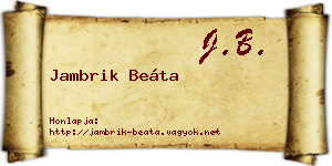 Jambrik Beáta névjegykártya